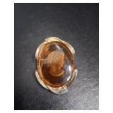 Vintage Large Cameo Gold Tone Brooch