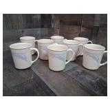 Vintage Corning Blue Lily Coffee Mug Set