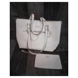 Coach White Pebbled Leather Purse w/ Wristlet