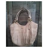 Coach Beige Ruched Leather Hobo Bag