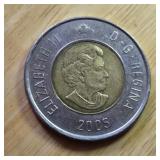 2005 Off-Center Core Canadian Toonie Error Coin