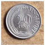1979 Singapore 20-cent coin