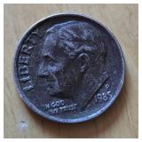 1985 P US DIme- Missing Clad Layer