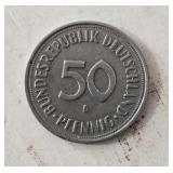 1950 German Federal Republic 50 Pfennig coin.
