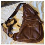 Vintage Leather Sling Crossbody Bag Backpack