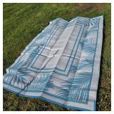 Reversible Boho Plastic Straw Patio Deck Mat