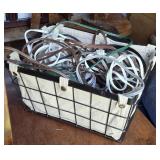 BASKETFUL OF ASSORTED ELECTRICAL CORDS