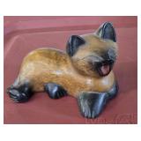 HANDCARVED WOODEN  CAT FIGURINE