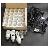 LOT ASST BULBS & STRING LIGHT CABLE