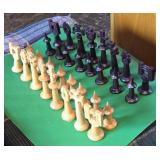 HAND CARVED WOODEN FOLK ART CHESS PIECES