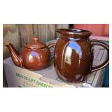 VINTAGE BROWN GLAZED CERAMIC TEAWARE