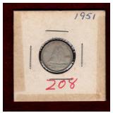 CANADA 1951 SILVER DIME