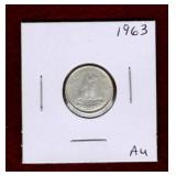 CANADA 1963 SILVER DIME AU