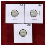 CANADA 2 CENTENNIAL 1967 FISH SILVER DIMES