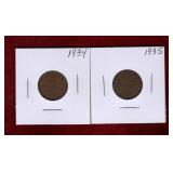 CANADA 1934 & 1935 PENNIES