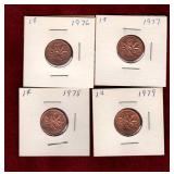 CANADA 1976 - 1979 PENNIES UNC