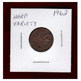 CANADA 1962 HARP VARIETY PENNY