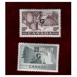 CANADA MINT G OVERPRINTED OFFICIALS #O26 & O30