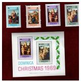 DOMINICA MNH 1969 CHRISTMAS SET # 287-290, 290a
