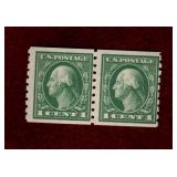 USA MINT COIL PAIR GEO WASHINGTON 1915 STAMPS