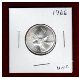 CANADA 1966 SILVER QUARTER UNC