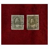 CANADA USED 2 DIFF SHADES 20 CENT KGV ADMIRAL