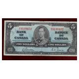 CANADA 1937 $5 BANKNOTE BC-23b