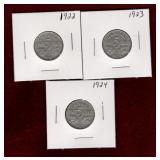 CANADA 1922 - 1924 NICKELS