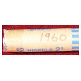 CANADA 1960 ROLL OF 40 CIRCULATED NICKELS