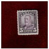 CANADA MLH 1928 KGV 5 CENT SCROLL ISSUE # 153