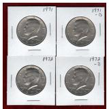 USA KENNEDY HALF DOLLARS 1971, 71-D, 72 & 72-D