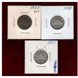 CANADA 1937 - 1939 NICKELS