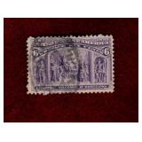 USA USED 1893 COLUMBIA ISSUE 6 CENT STAMP # 235