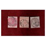 JAMICA 3 USED QUEEN VICTORIA STAMPS