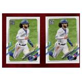 BO BICHETTE 2021 TOPPS BASEBALL CARDS X2