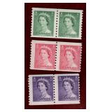 CANADA 1953 QEII KARSH ISSUE MINT COIL PAIRS SET