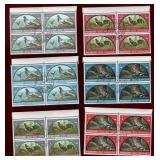 SHARJAH BLKS OF 4 STAMPS SET OF BIRDS #C28-C33