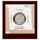 CANADA 1951 SILVER DIME