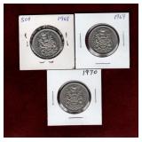 CANADA 50 CENT COINS 1968 - 1970