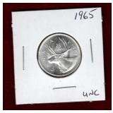 CANADA 1965 SILVER QUARTER UNC