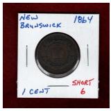 NEW BRUNSWICK 1864 ONE CENT COIN