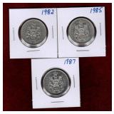 CANADA 50 CENT COINS 1982, 1985 & 1987
