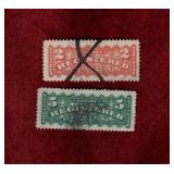 CANADA USED 1875-6 REGISTRATION STAMPS # F1 & F2