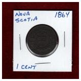 NOVA SCOTIA 1864 ONE CENT COIN