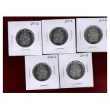 CANADA 2002 QEII GOLDEN JUBILEE 50 CENT COINS X5