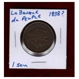 La BANQUE du PEUPLE 1838 UN SOU COIN