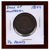 BANK OF MONTREAL 1844 HALF PENNY COIN