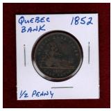 QUEBEC BANK 1852 ONE PENNY COIN