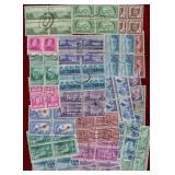 USA 21 USED BLOCKS OF 4 STAMPS