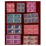 USA 9 DIFF MINT BLOCKS OF 4 STAMPS